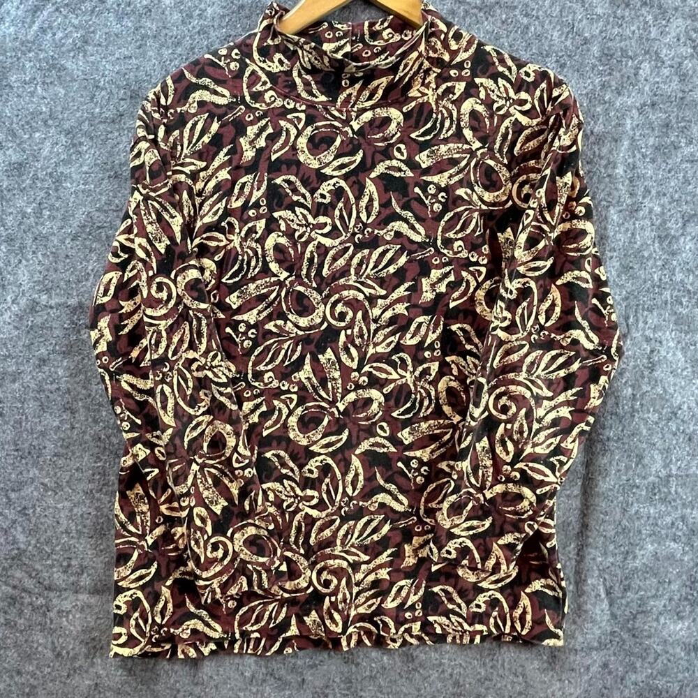 Vintage Hunt Club‎ Knit Top Womens Burgundy Cream Small Floral Rich 90s Career